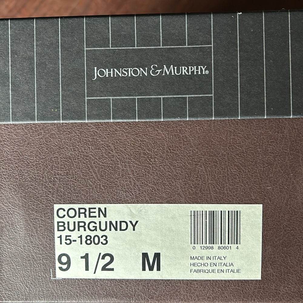 Johnston & Murphy- Coren Burgundy shoes 9 1/2M - Picture 3 of 3